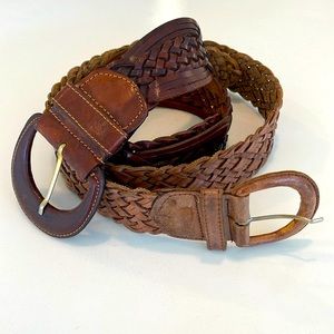 Pair of woven leather belts